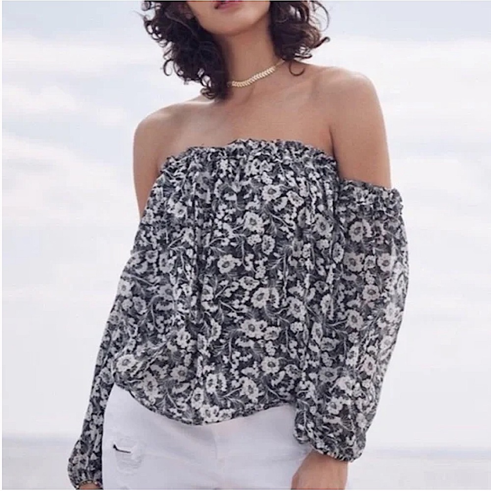 MISA LOS ANGELES Lively Floral Cold Shoulder Top SZ S
